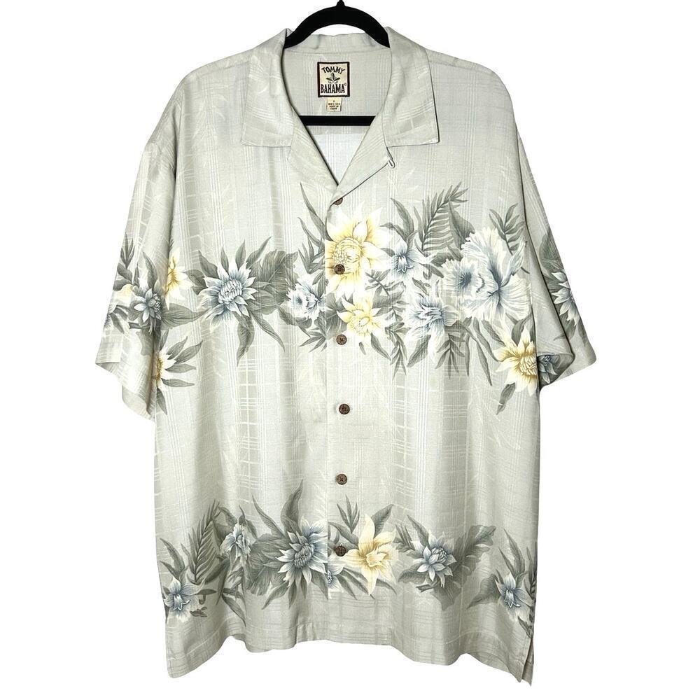 Tommy Bahama Men’s 100% Silk Floral Short Sleeve Button Down Shirt Size Large